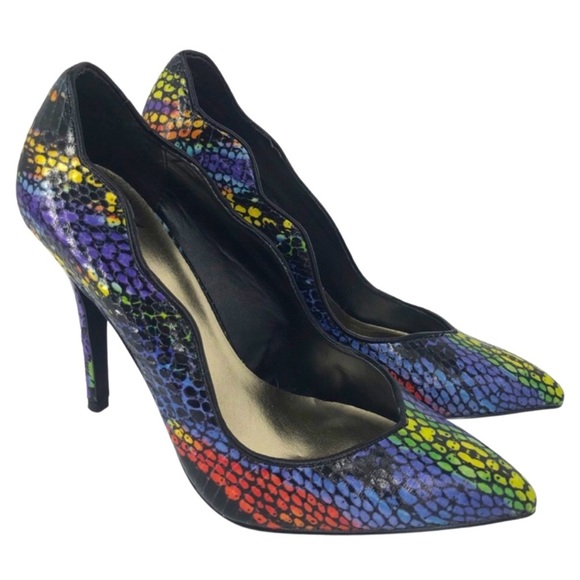 COPY - Like new Unique Rainbow Snake Print High Heels - Picture 1 of 9